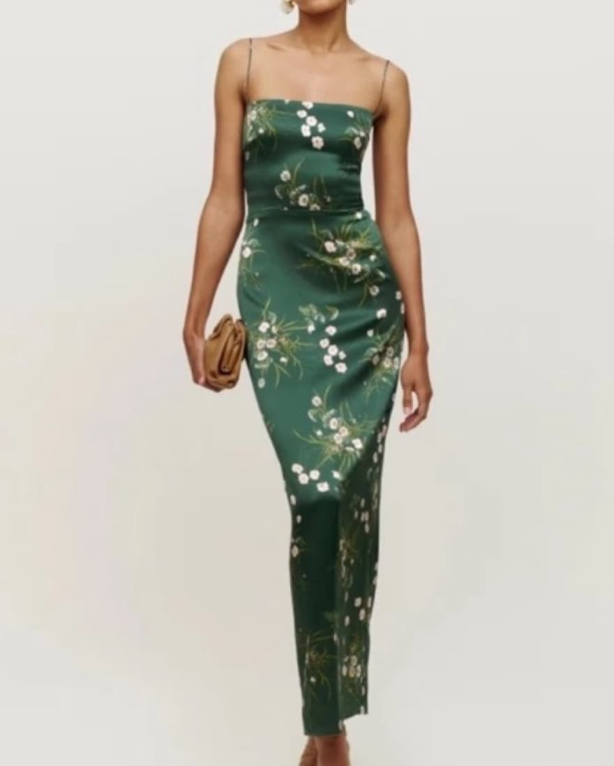 Silk Green Reformation Dress - Image 1
