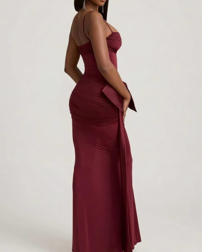 Oh polly Bow-Detail Ruched Maxi Dress in - Image 2
