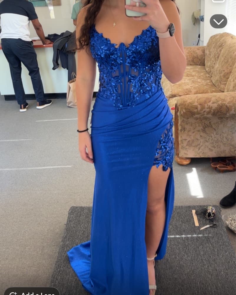 Royal Blue Sequin Prom Dress - Image 2