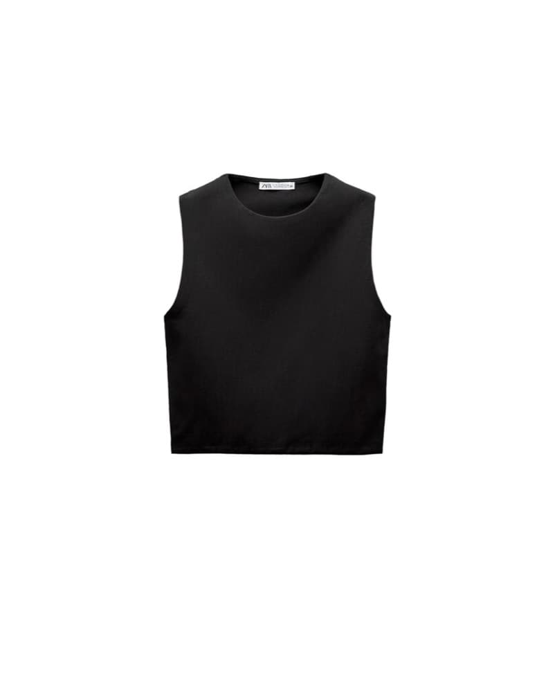 Black Zara Sleeveless Crop Top - Image 1