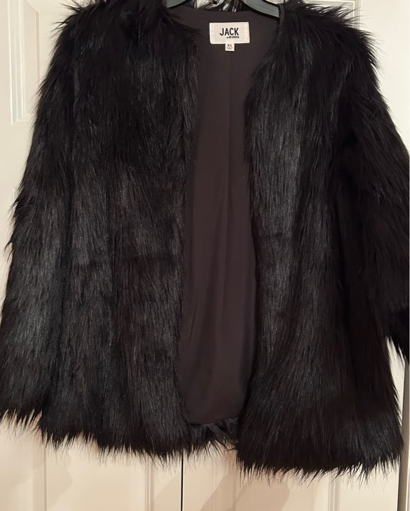 Black Faux Fur Jacket - Image 3