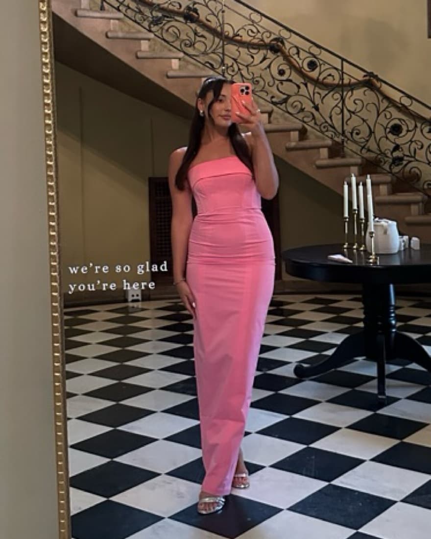Helsa Pink Gown Tech Gabardine Long Stra - Image 3