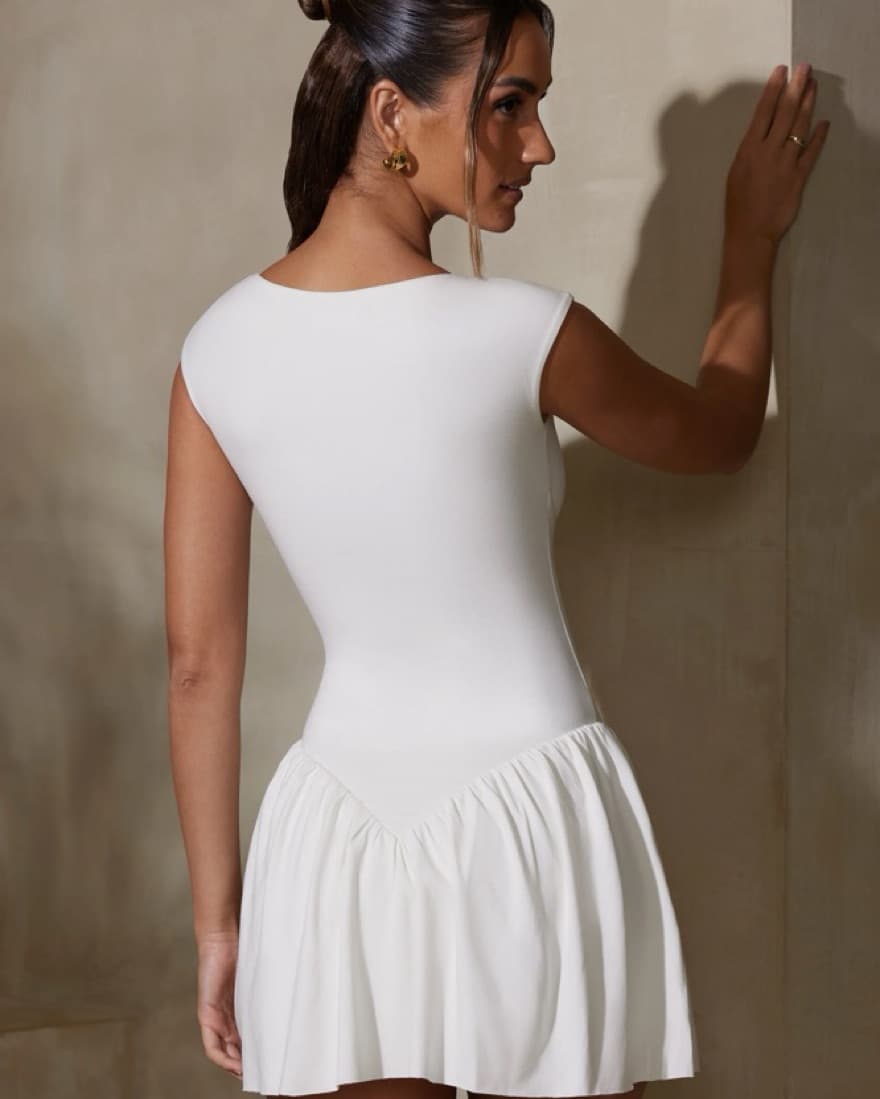 Cap Sleeve Layered A-Line Mini Dress in  - Image 2