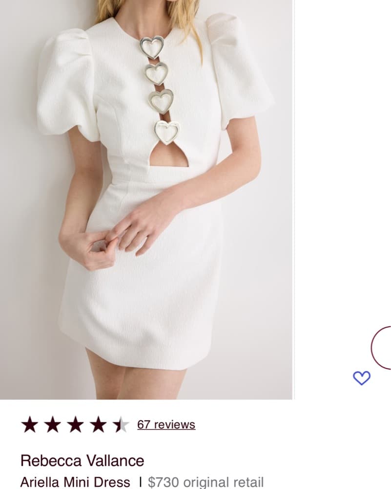 Elegant White Mini Dress with Heart Appliques - Image 1