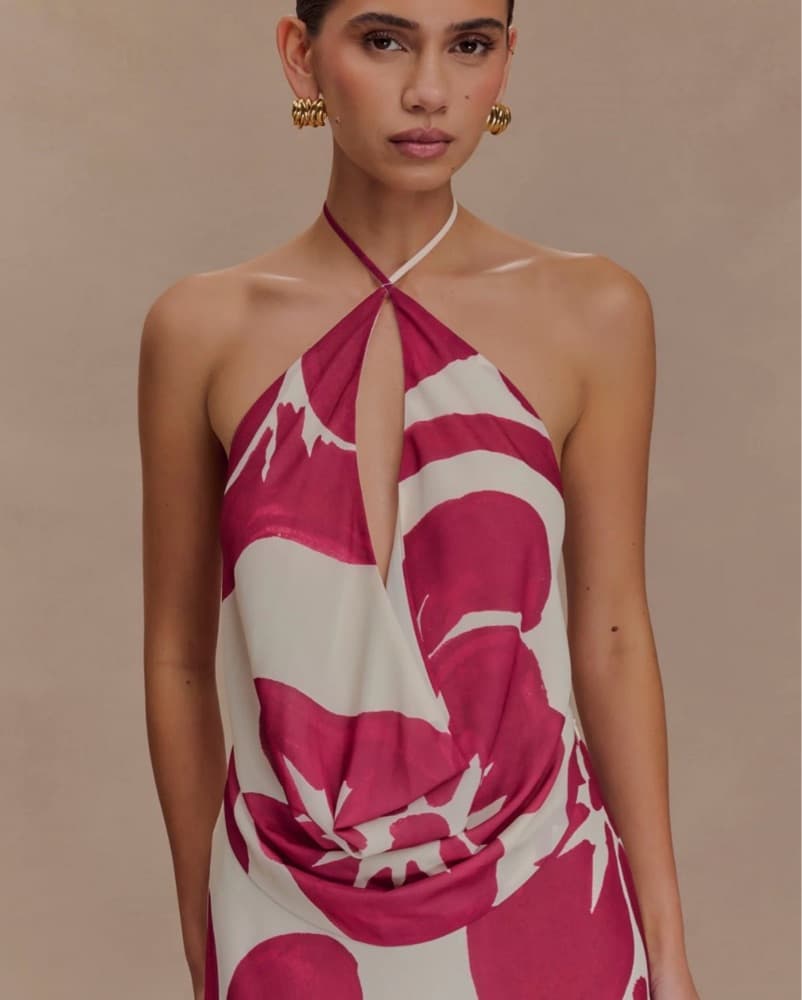Meshki Katalina Chiffon Cowl Halter Top - Image 1