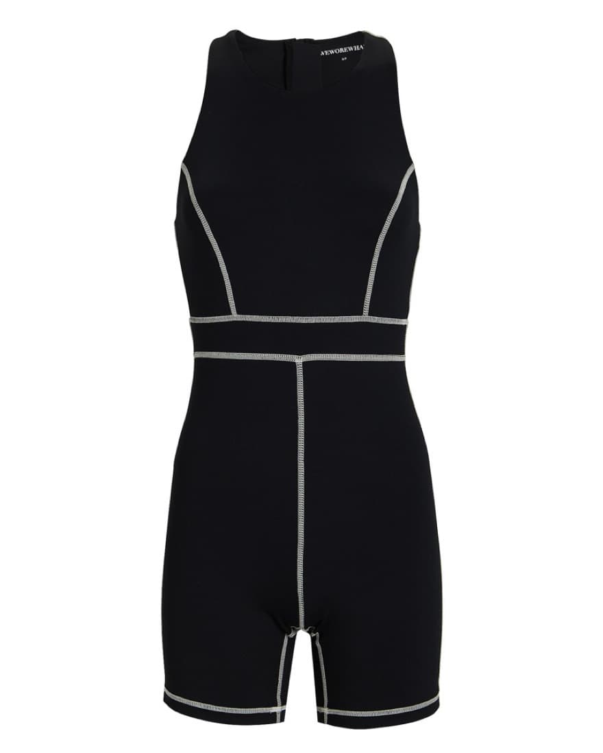 Black & White Racerback Athletic Romper - Image 3