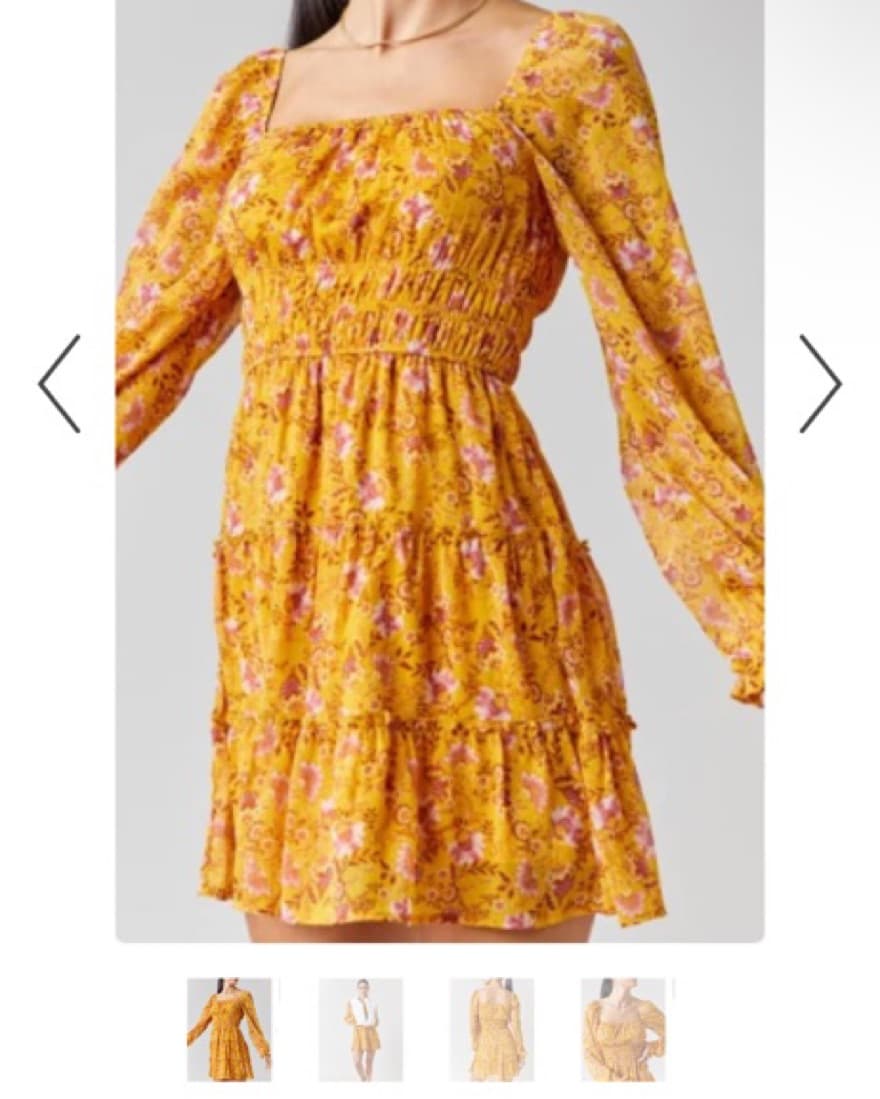 Yellow Floral Smocked Dress - Image 3