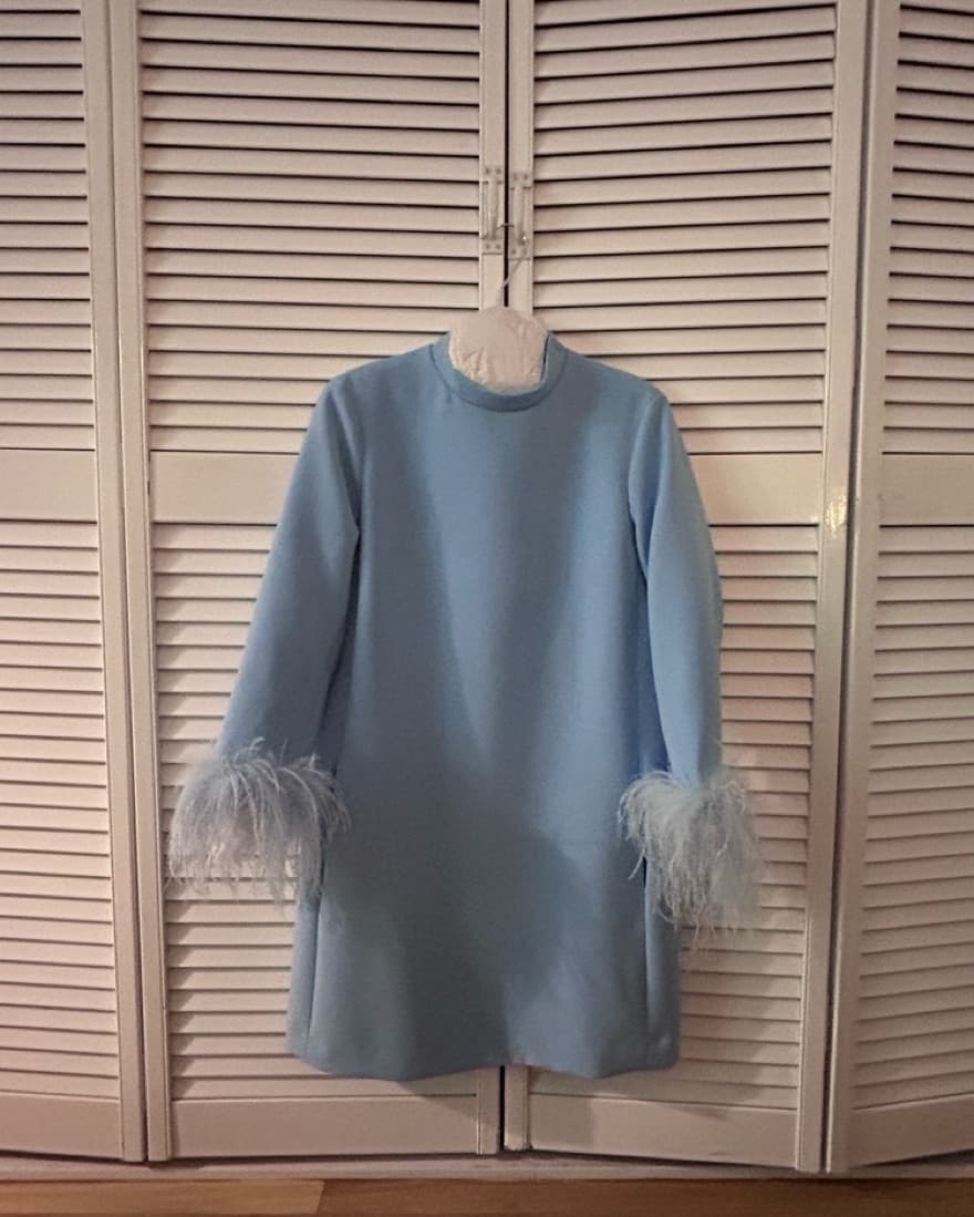 Light Blue Feather Mod Ellie Dress - Image 5