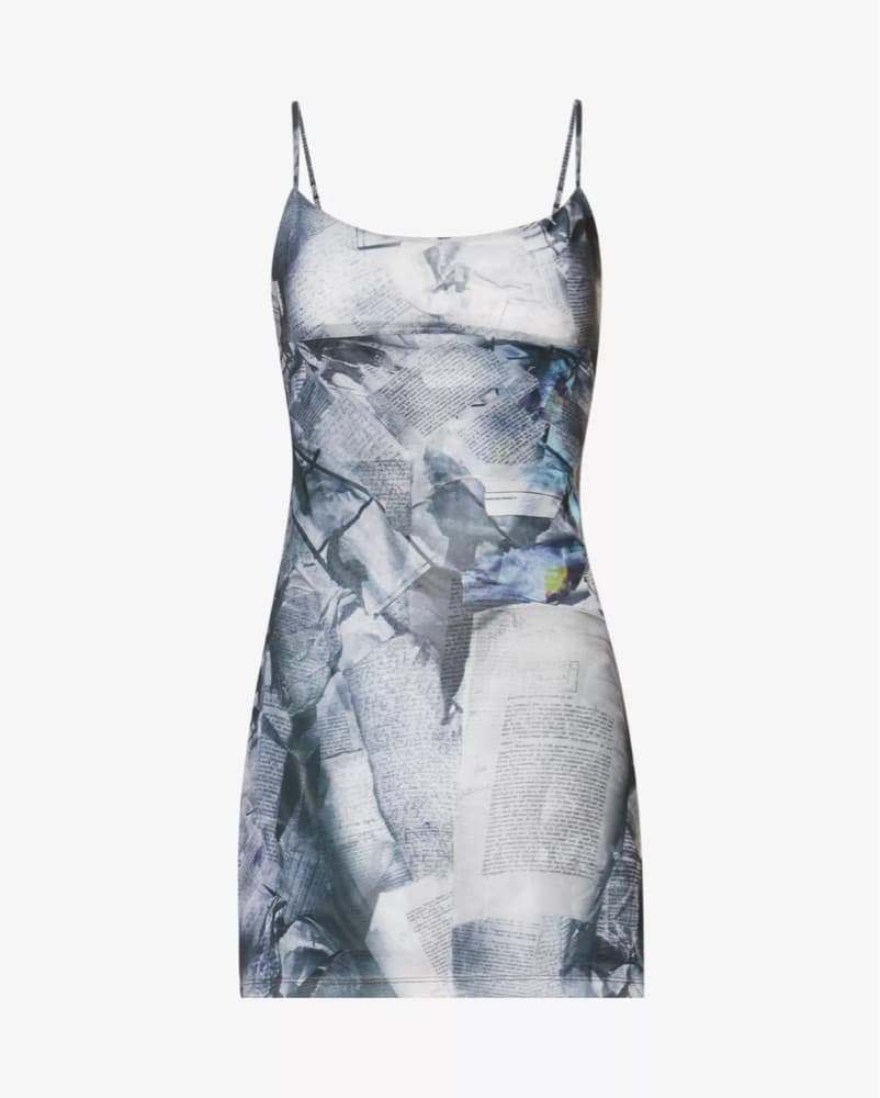 Miaou Mesh Newspaper Mini Dress - Image 2