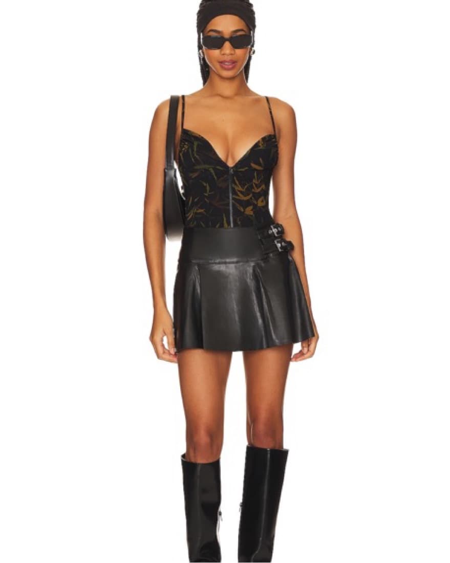 Faux Leather Buckle Mini Skort  - Image 4