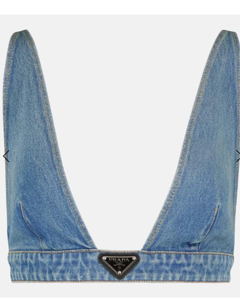 Prada Logo Denim Bralette  - Image 1