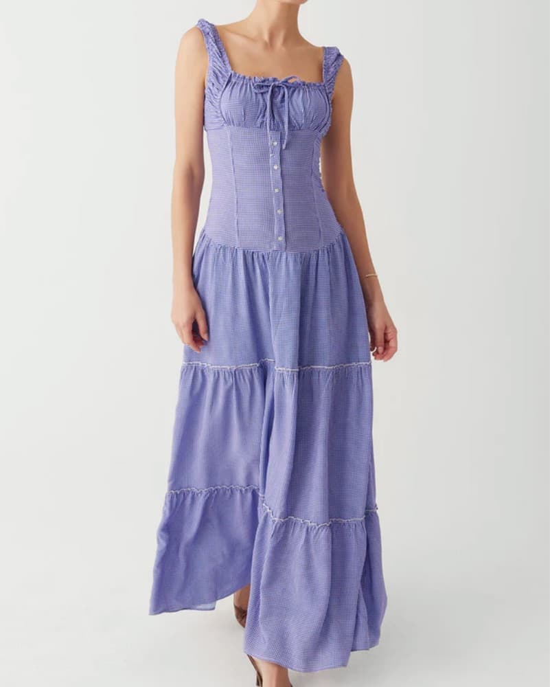 Frankies Bikinis Gingham Maxi Dress - Image 1
