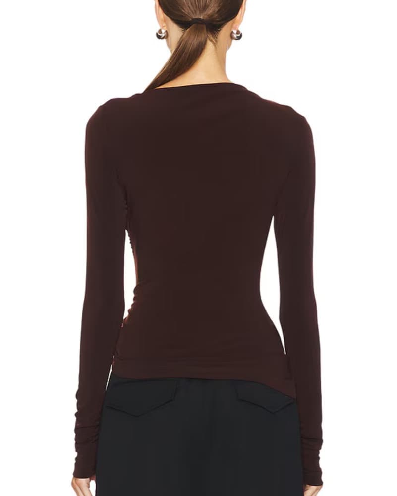 Tullah Stretchy Top in Chocolate Brown - Image 2