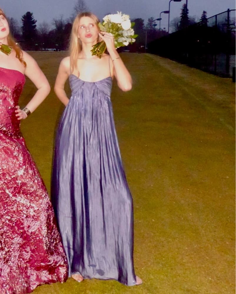 Blue Ruched Bodice Maxi Dress - Image 1