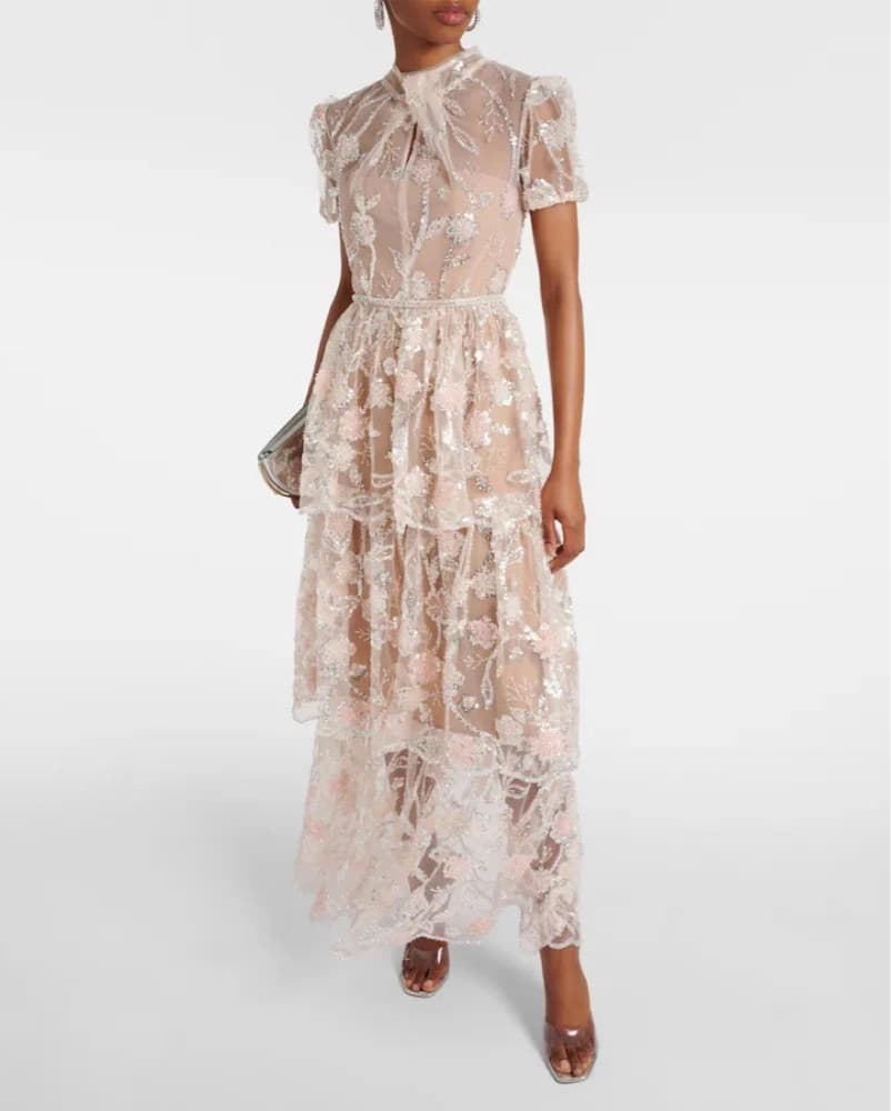 Self portrait Sequin Flower maxi Dress  - Image 3