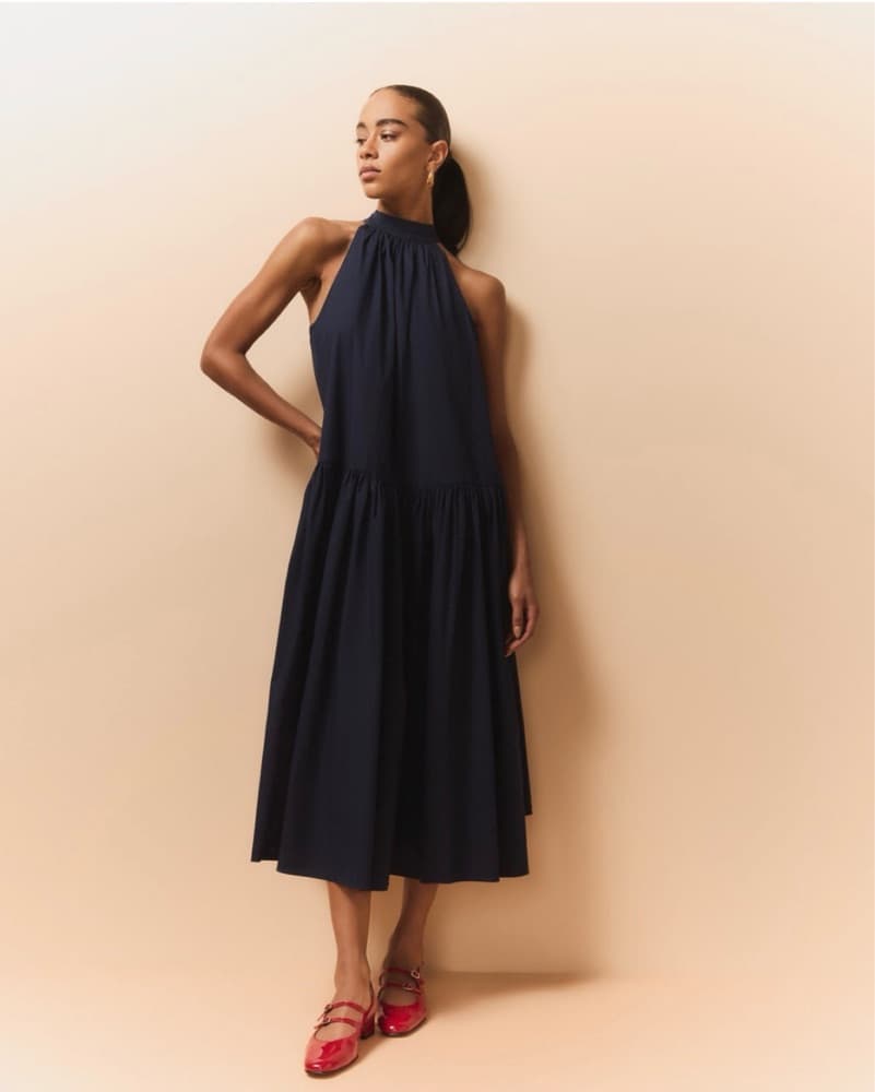 STAUD Marlow Poplin Halter Midi Black - Image 1
