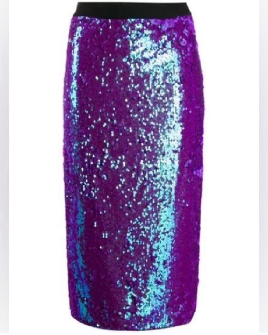 Purple Sequin Pencil Skirt - Image 1
