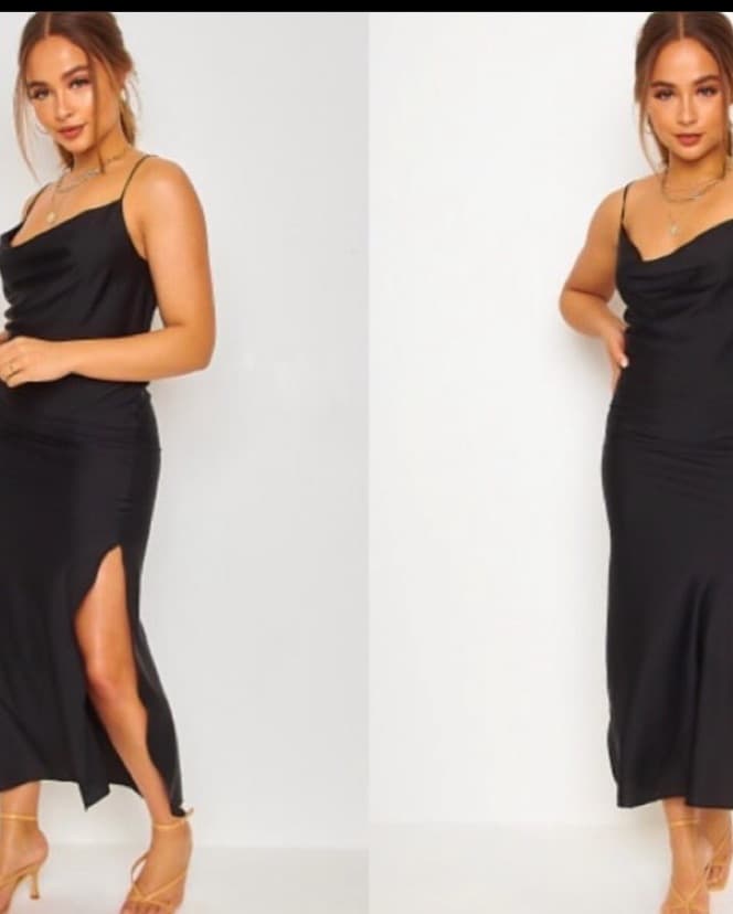 Black Long Satin Dress - Image 2