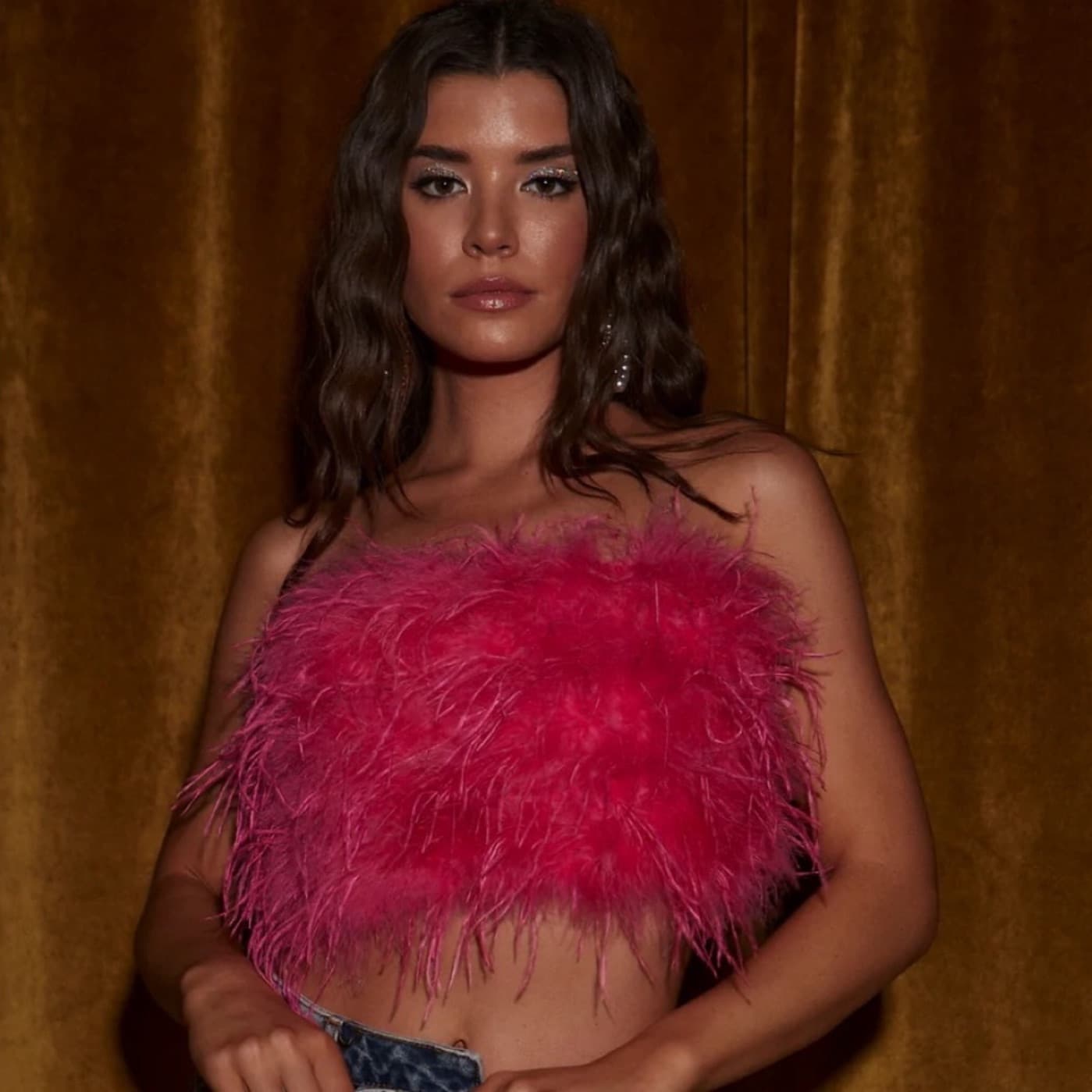 12th Tribe Hot Pink Faux Feather Top - Image 1