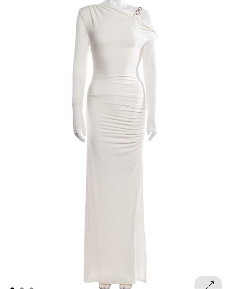 Misha Asymmetrical Long Dress White   - Image 2