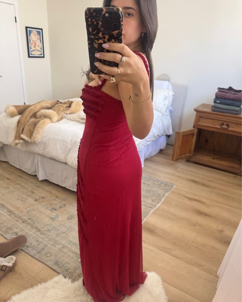 Ruffled Red Dress - Image 4