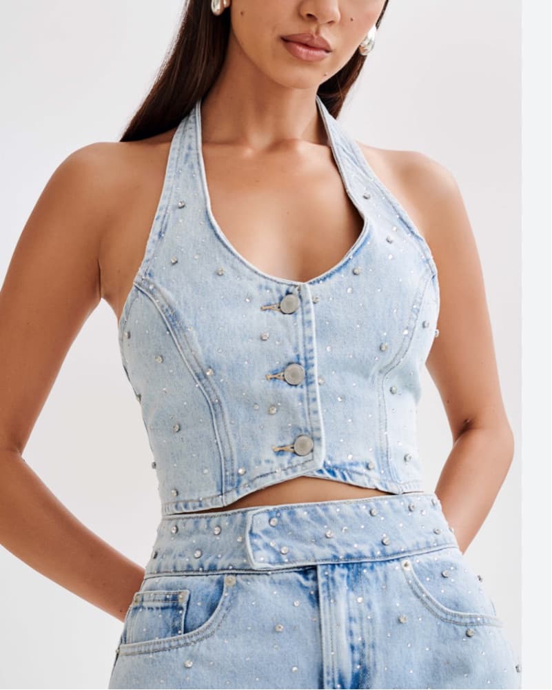 Meshki Embellished Denim Vest-NEVER WORN - Image 3