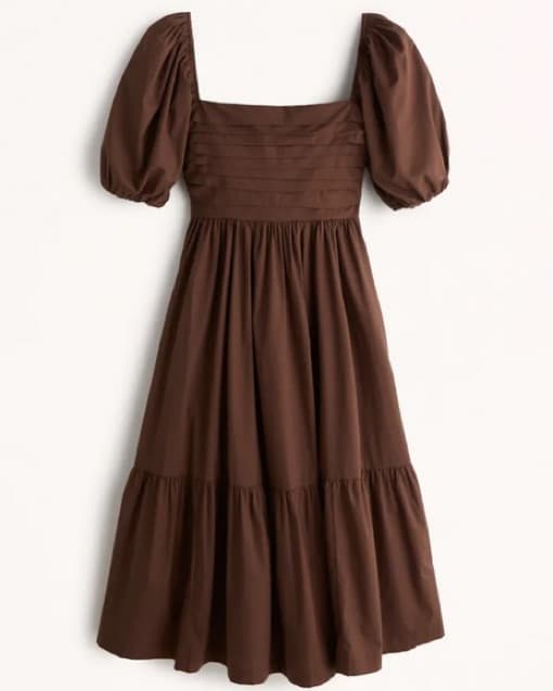 Brown Abercrombie Ruched Poplin Dress - Image 1