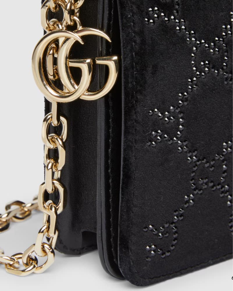 Gucci Crystal Black Velvet Clutch - Image 4