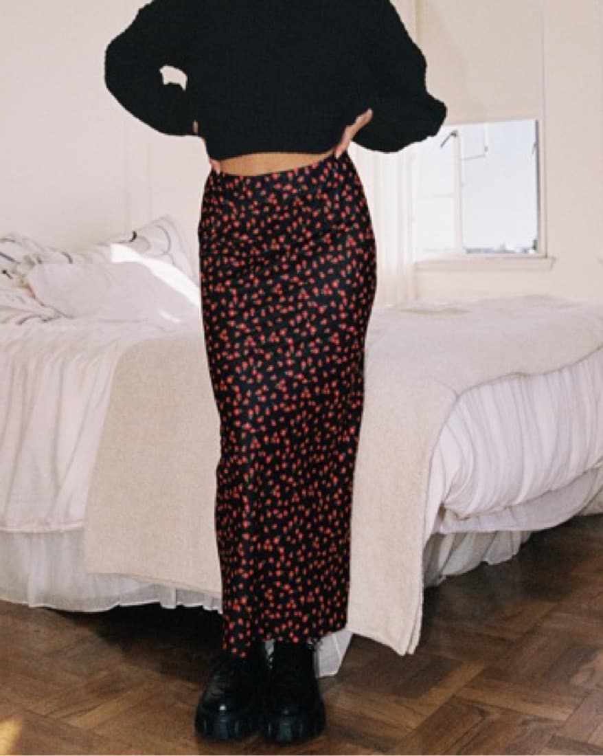  Floral Silk Maxi Skirt - Image 4