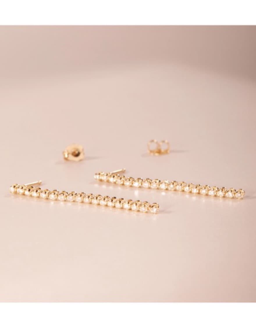 Catbird Tennis Diamond Gold Earrings - Image 5