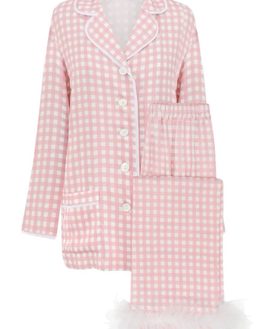 Feather-Trim Gingham Pajama Set - Image 3