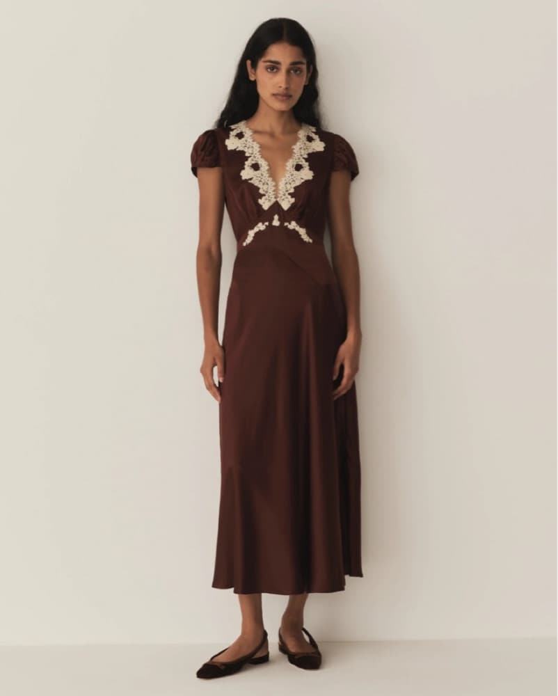 Elegant Lace-Trimmed Maxi Dress - Image 2