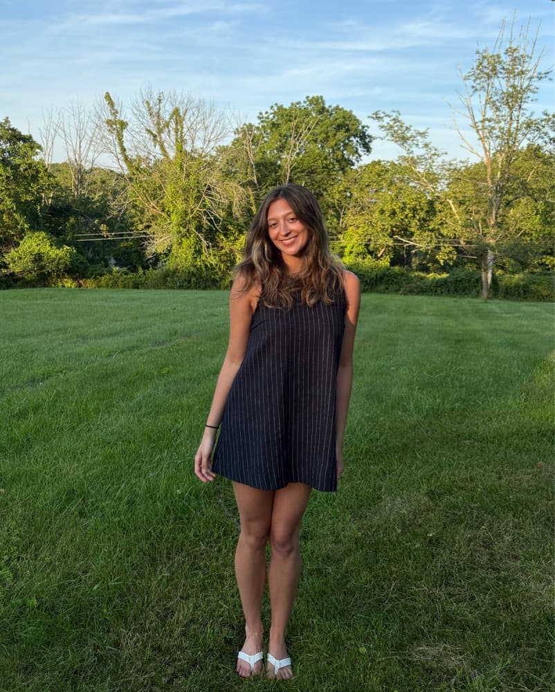 Navy Pinstrip Alexander Wang Mini Dress - Image 1