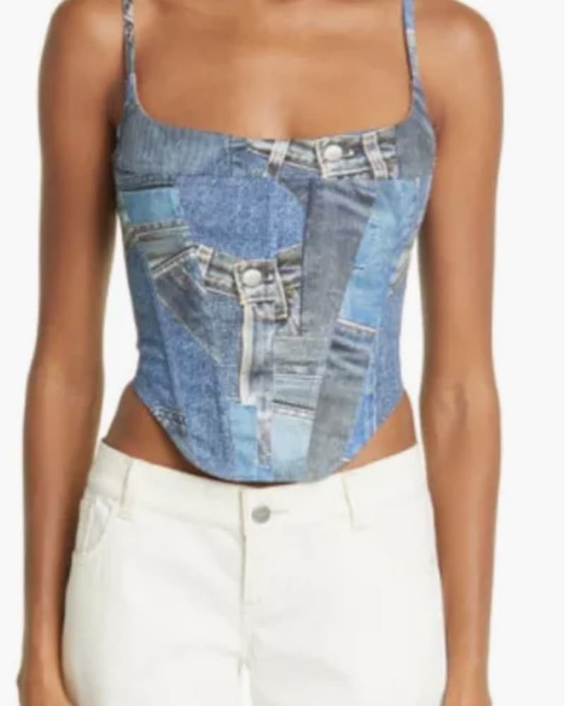 Denim Patchwork Corset - Image 2