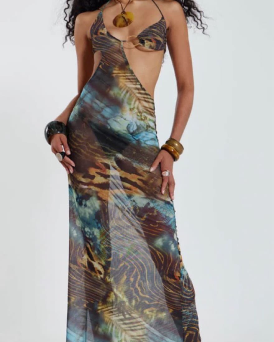 Jaded London Oceana Mesh Maxi Dress - Image 1