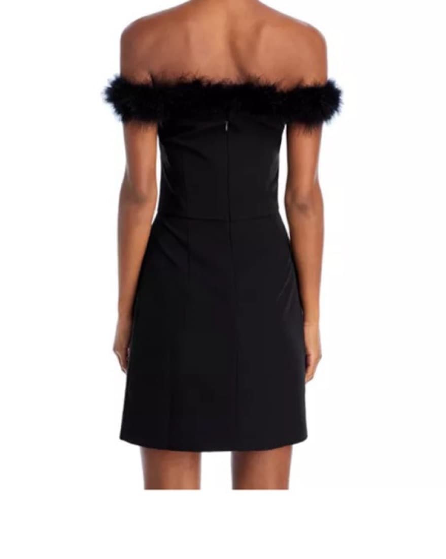 Feather Trim Little Black Dress - Image 4