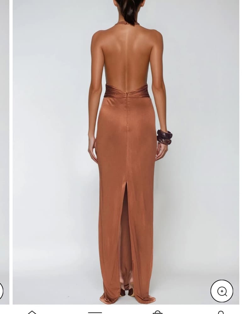 Debra Plunge Backless Ruch Maxi Dress - Image 4