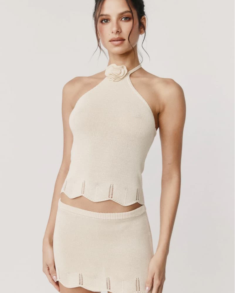 With Jean Camille Mini Skirt In Beige - Image 2