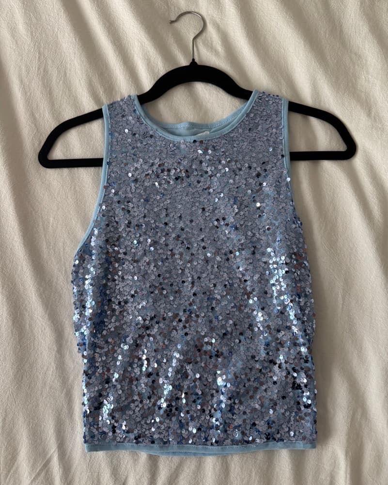 Peppermayo Baby Blue Sequin Tank Top - Image 2