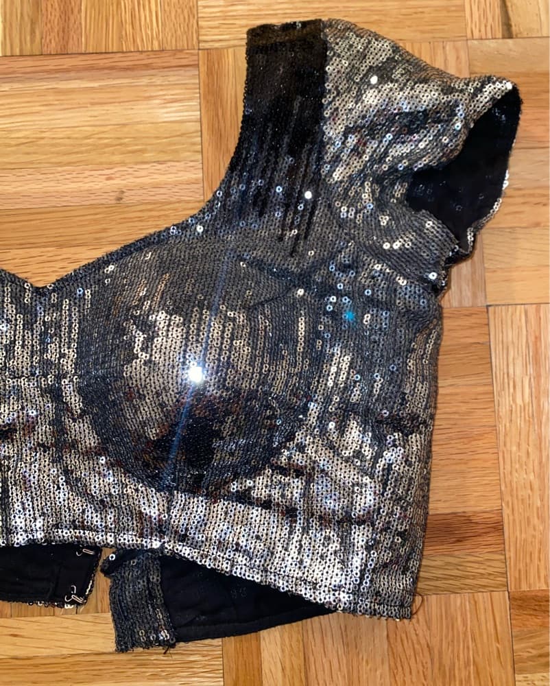 Silver Sequin Crop Top Halloween Costume - Image 2