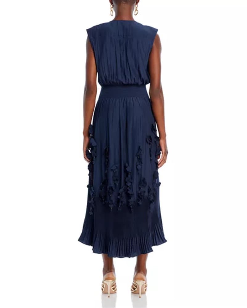 Elegant Navy Floral Midi Dress - Image 4