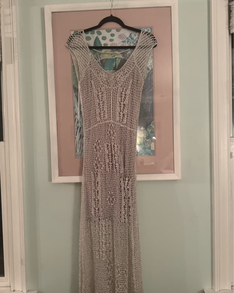 Free People Silver Knit Maxi Dress - Image 4