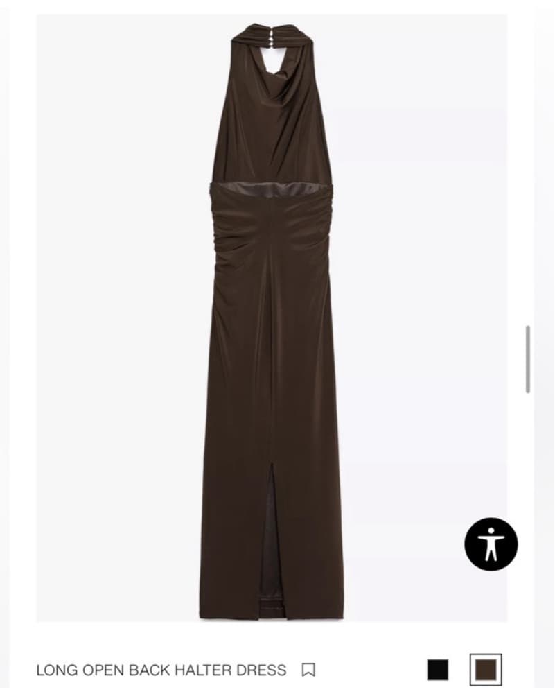 Zara Long Open Back Halter Dress Brown  - Image 2