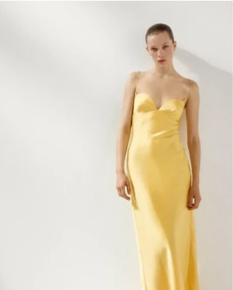 Yellow Satin Gown - Image 4