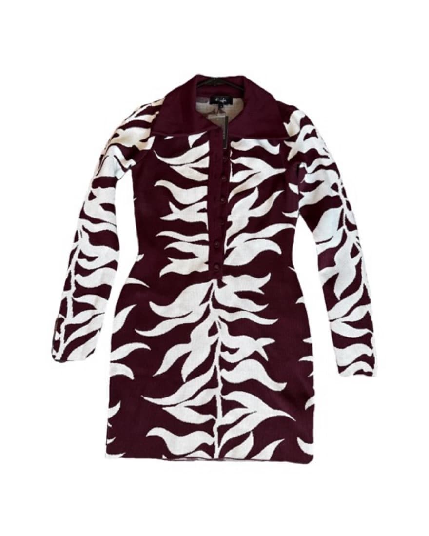 Hanifa Soraya Mini Dress in Plum/White - Image 1
