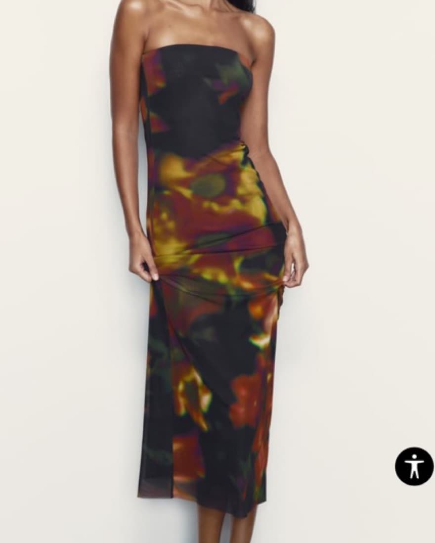 Zara Strapless Printed Dress - Image 4