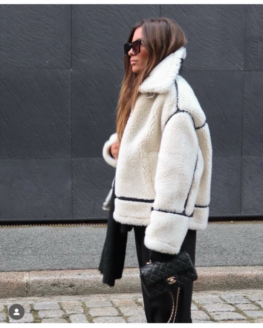 Zara Faux Fur Biker Teddy Jacket - Image 5
