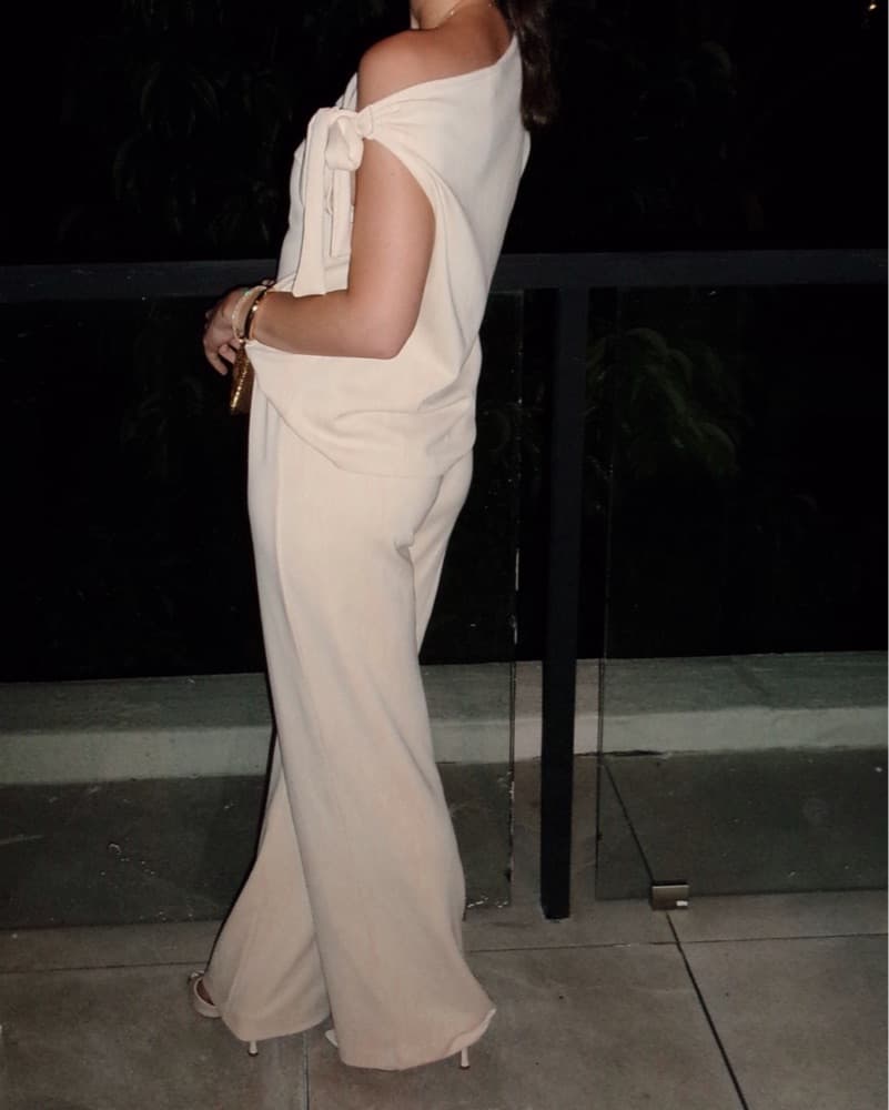 ASOS One Shoulder Tie Buttermilk Set - Image 2