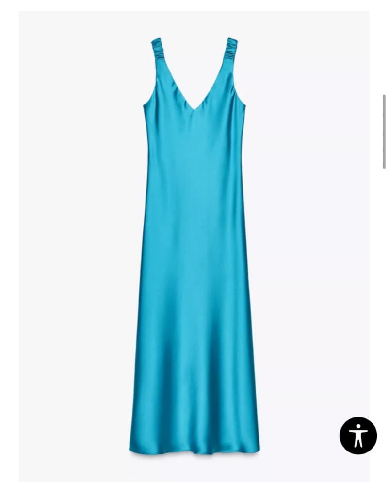 Teal Satin Midi Dress - Image 1