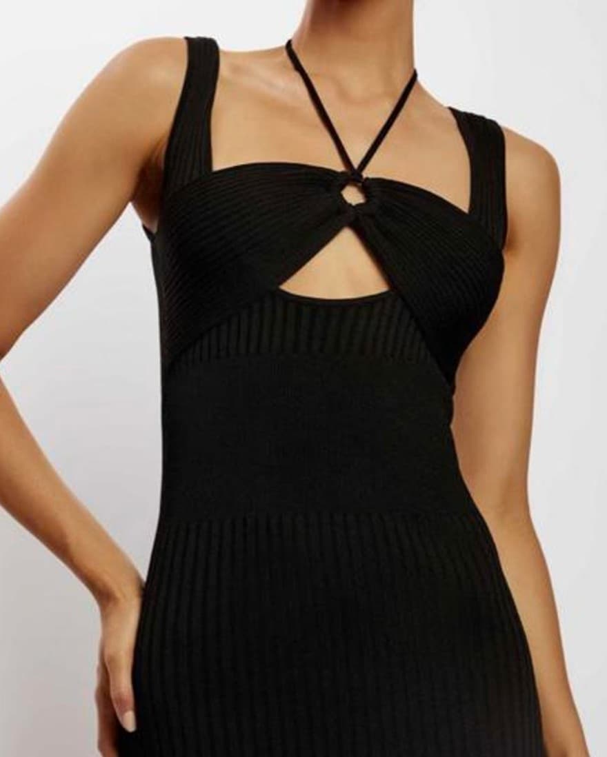 Meshki 	Black Knitted Midi Dres - Image 3